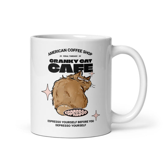 cranky cat cafe coffee mug